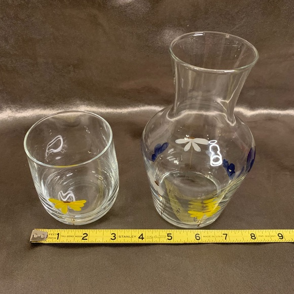 Vintage glass Bedside Night Carafe Pitcher and Tumbler Glass Set - Picture 5 of 8